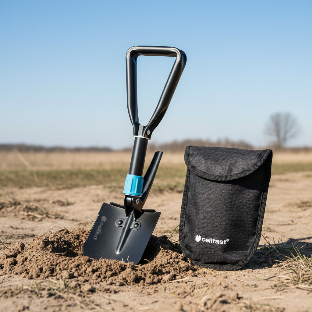 Лопата тактическая саперная складная с ковшом Cellfast IPRO с чехлом 46,5 см Черный (40-007)