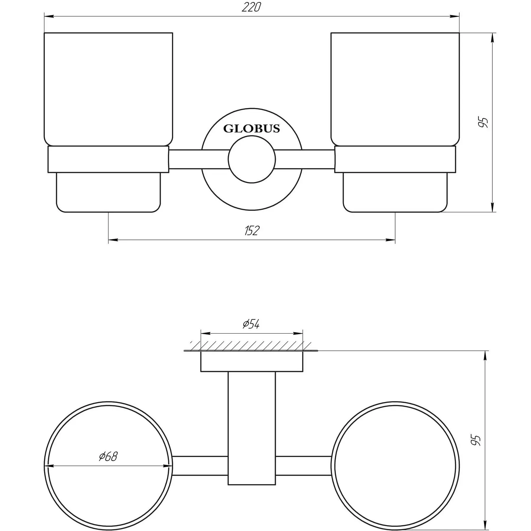 Стакан двойной Globus Lux BS8428 SUS304 Черный матовый (GSR-000022213) - фото 5