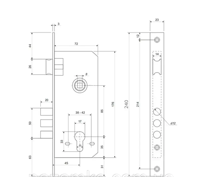 Замок врезной FZB 10-08 Сатин (874609E) - фото 2 Замок врезной FZB 10-08 Сатин (874609E) - фото 2