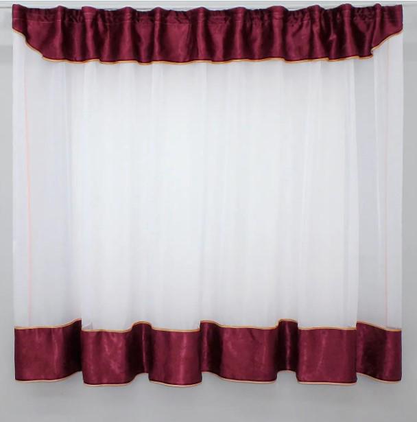 Гардина на кухню 280х170 см Белый/Бордовый (00к 59-804) Гардина на кухню 280х170 см Белый/Бордовый (00к 59-804)