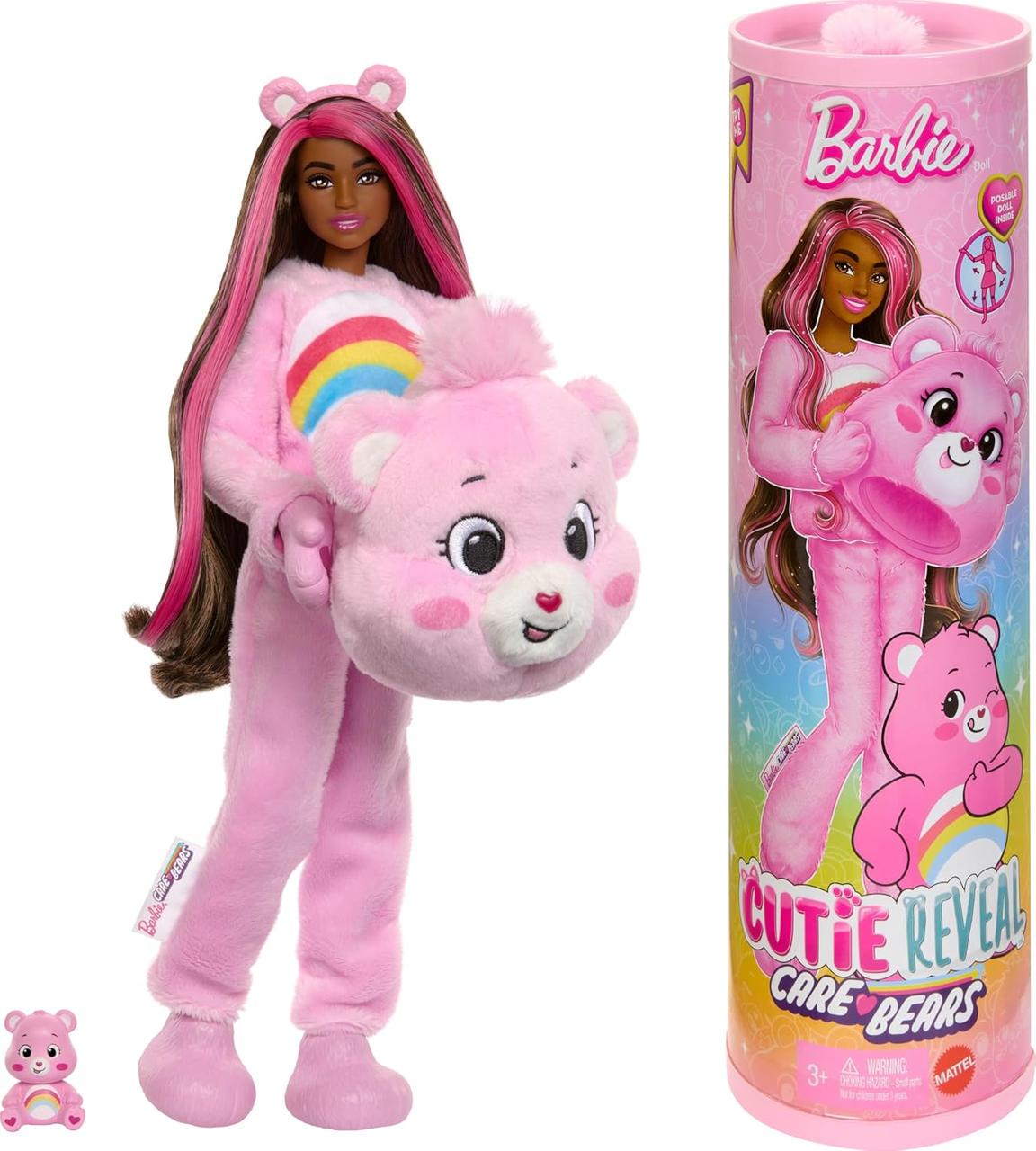 Лялька Barbie Cutie Reveal Care Bears Cheer Bear Plush Costume Рожевий ведмедик серія Дбайливі ведмедики (JCN95)