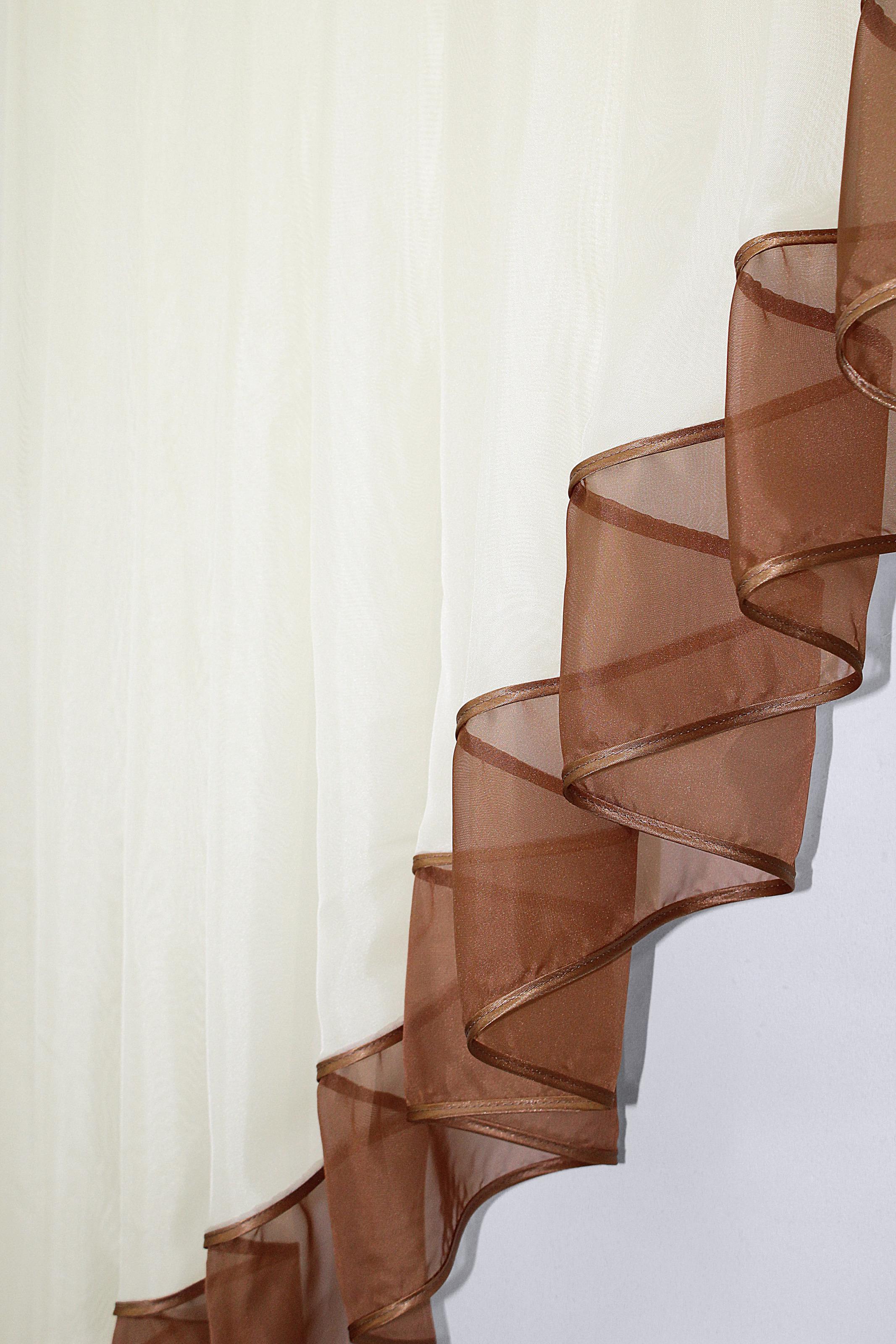 Фіранка кухонна VR-Textil № 023к 150х150 см Коричневий/Бежевий (50-950) - фото 4 Фіранка кухонна VR-Textil № 023к 150х150 см Коричневий/Бежевий (50-950) - фото 4