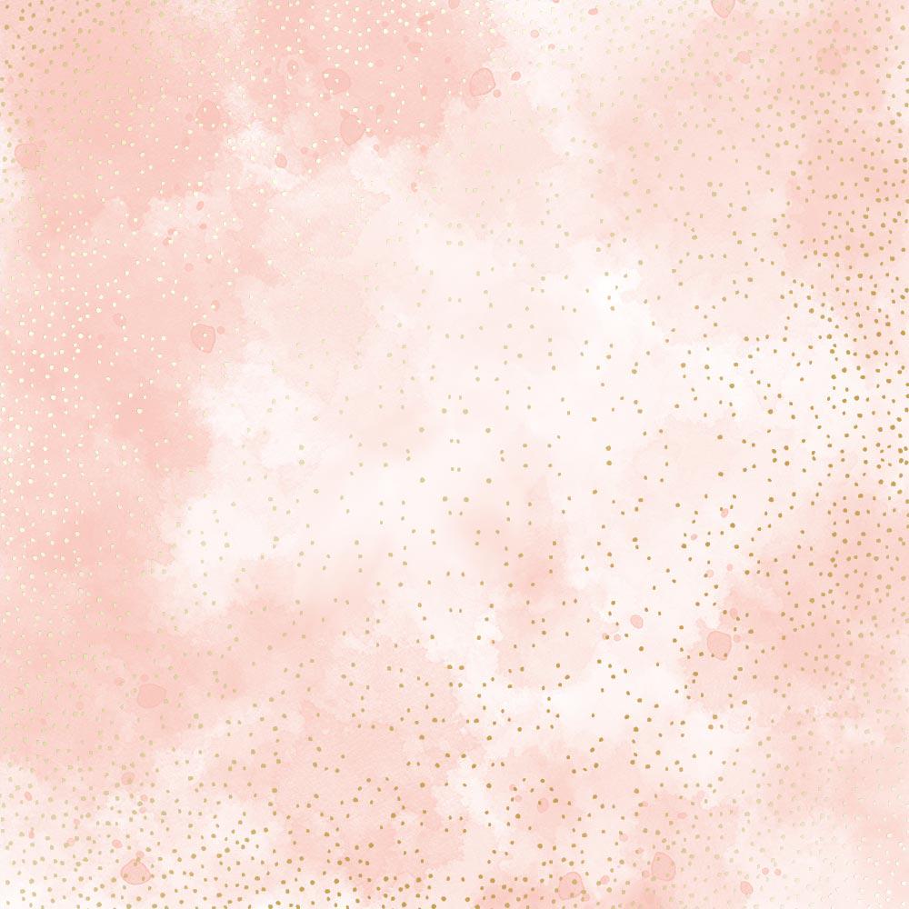 Лист бумаги односторонний Golden Mini Drops с фольгированием 30,5х30,5 см Vintage Pink/Watercolor