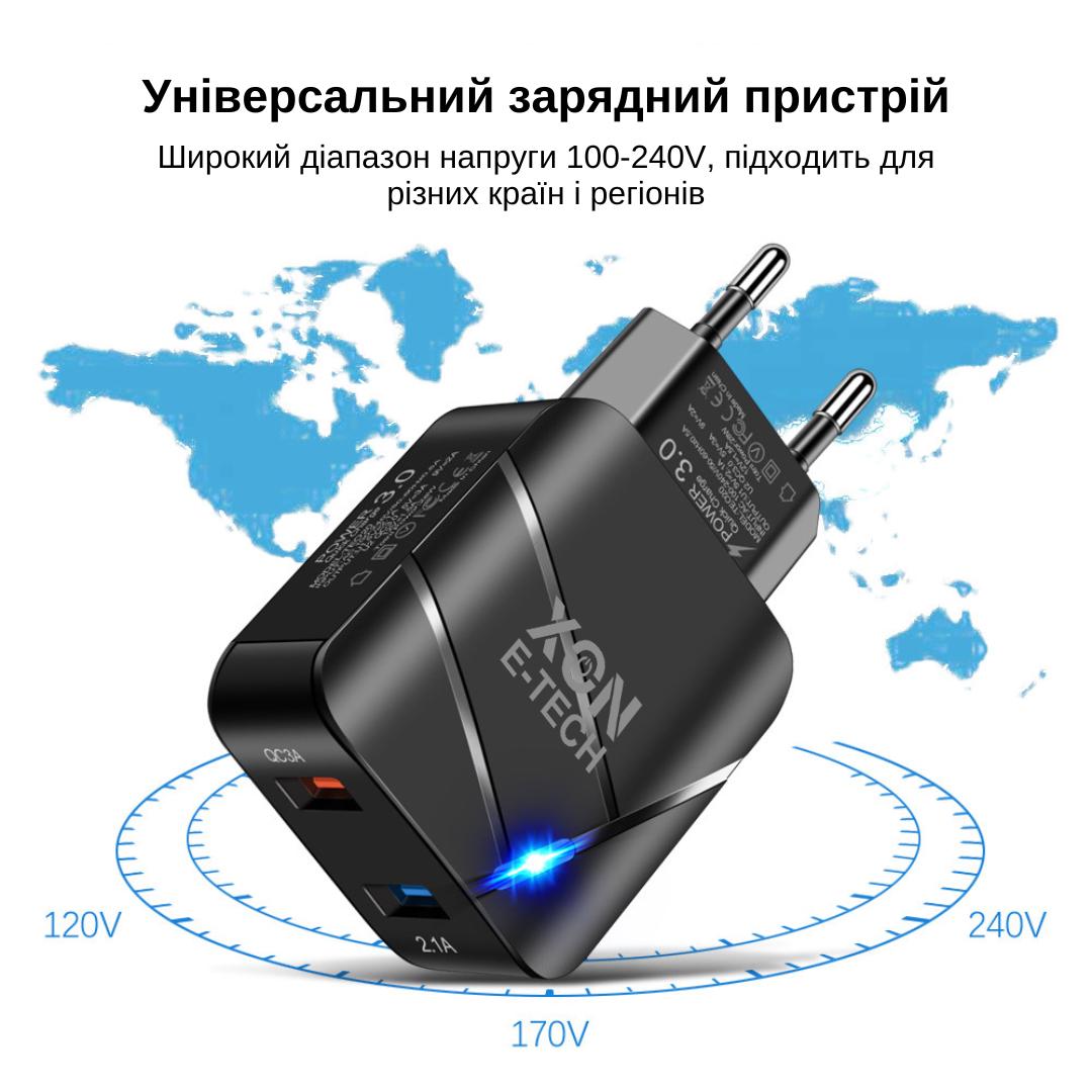 Зарядний пристрій XON PowerCharge USB Type-А 18W Білий (PCWC018018A2С0W 6181) - фото 3