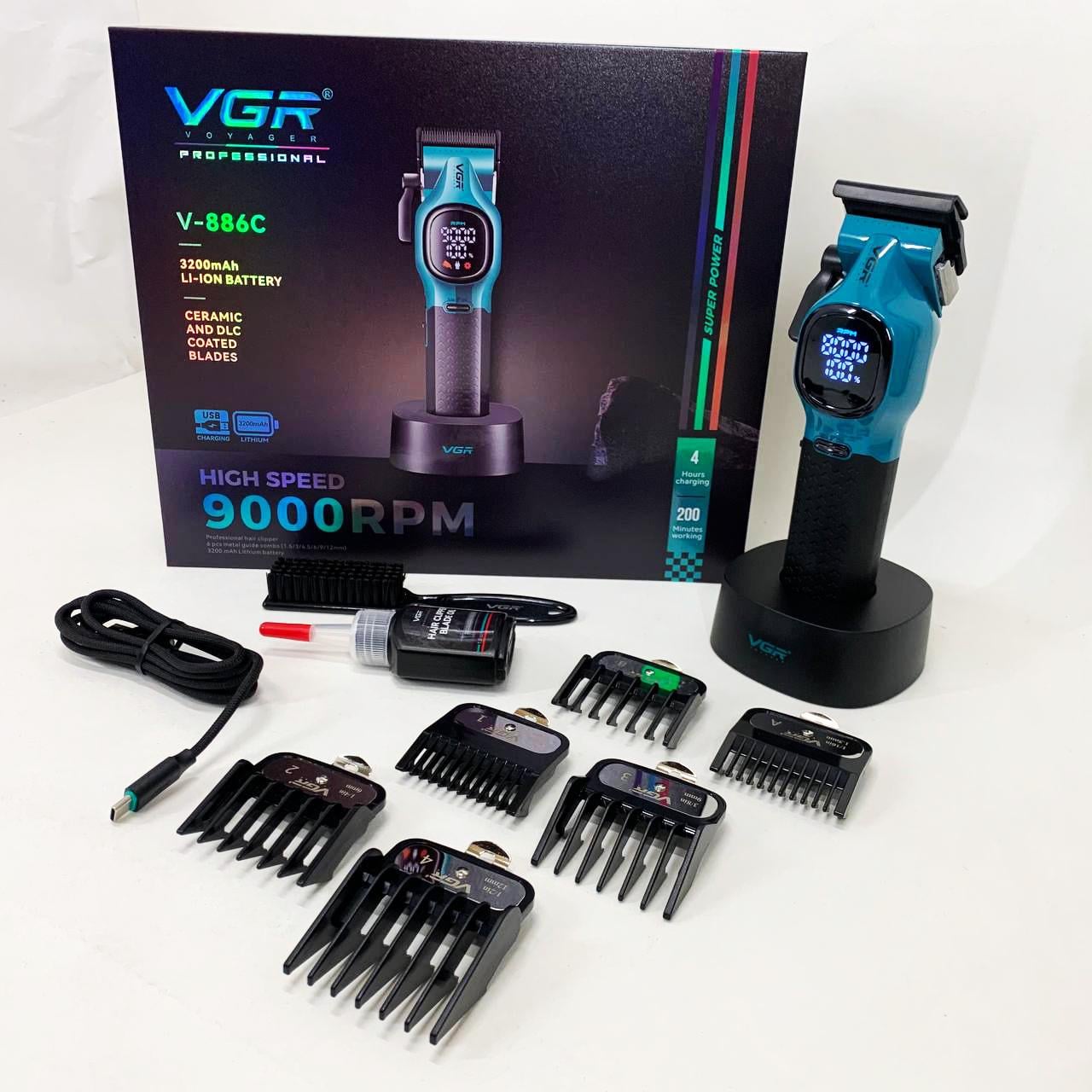 Машинка для стрижки акумуляторна VGR V-886C BLUE (13355327)