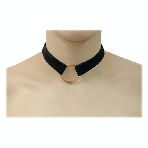 Чокер бархатный с металлическим кругом SETA Decor 17-460BLK