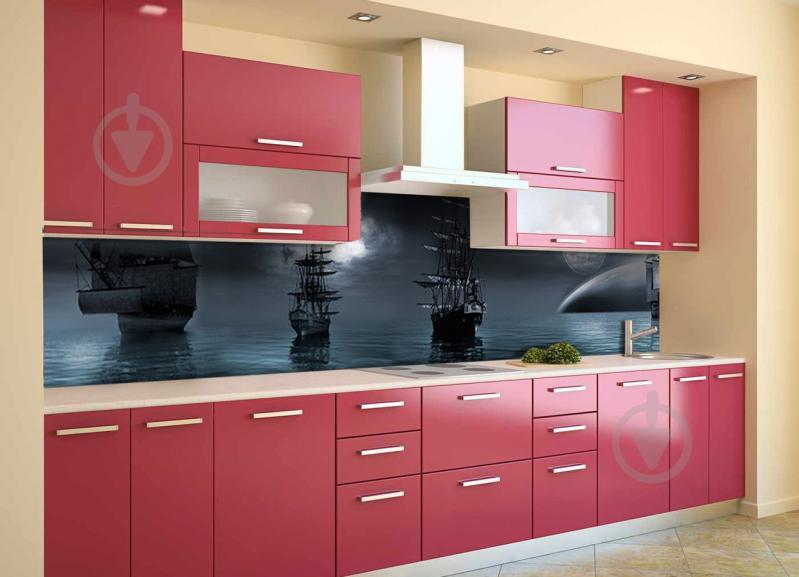 Скинали на кухню Zatarga «Ночные Корабли» 650х2500 мм виниловая 3Д наклейка кухонный фартук самоклеящаяся Z180781/1