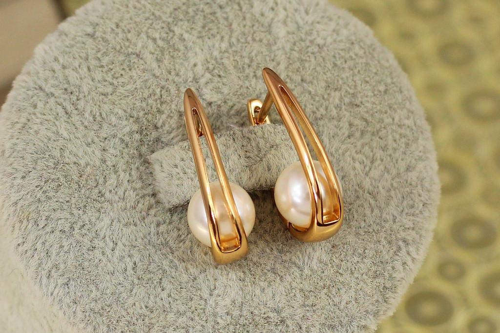 Серьги Xuping Jewelry Бивень с жемчужиной 2,1 см Золотистый (2357858964)