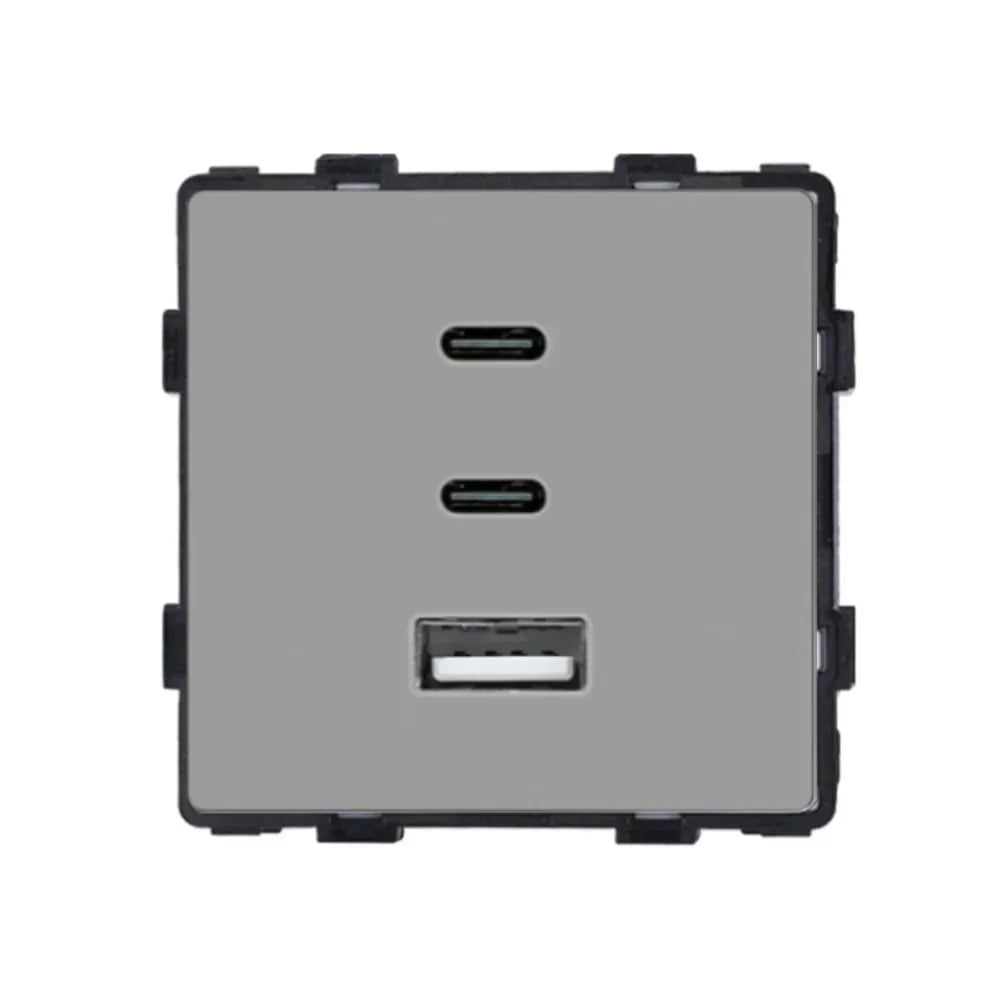 Розетка настенная LUXION USB Type-C 65Вт дизайнерская стеклянная рамка Серый (LX-86-65W-GY)