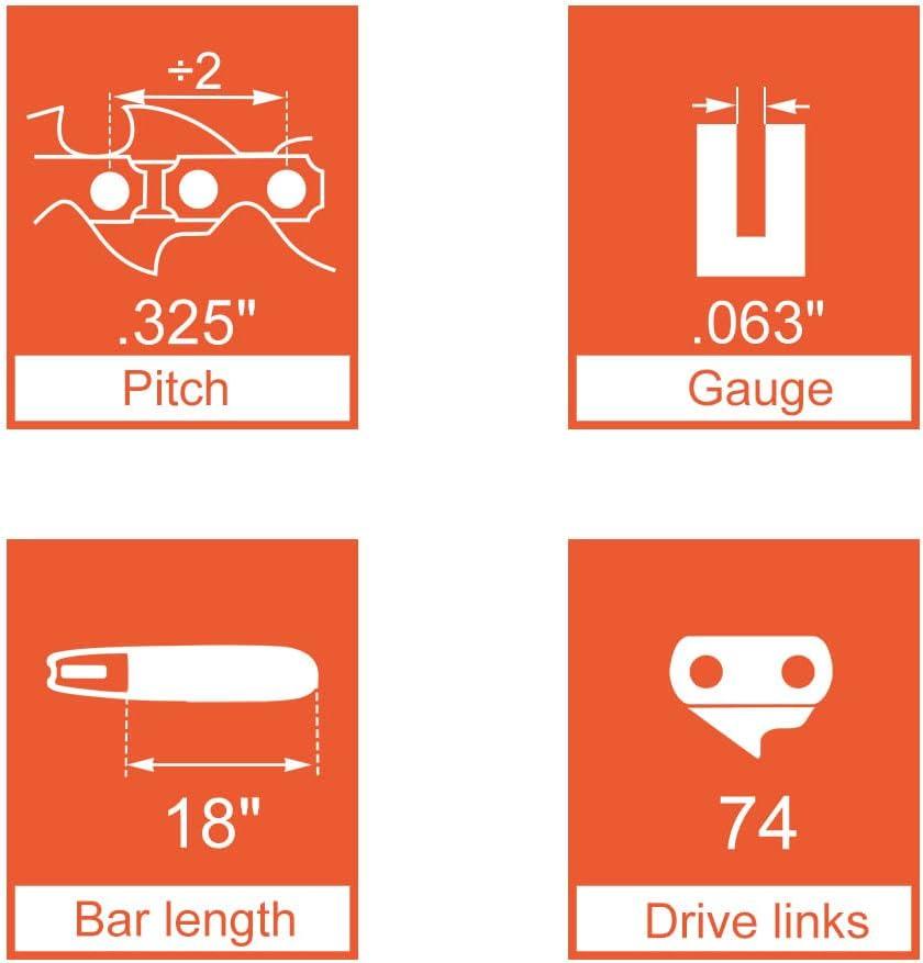 Цепь Hipa для бензопилы Stihl 74 звена шаг 0,325 0,063 мм 18"/45 см - фото 2