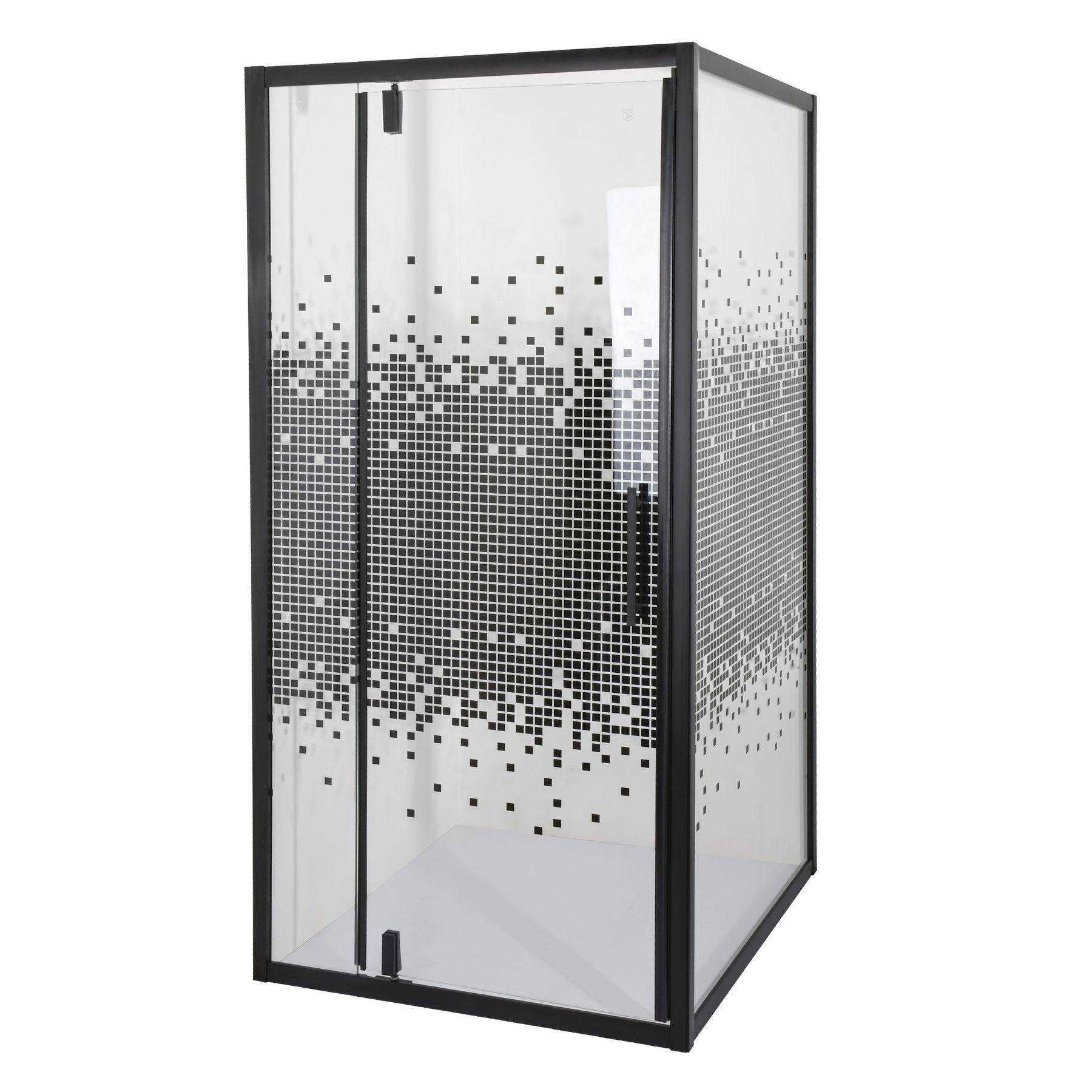Душевая кабина Bravo MORAVA Mosaic с черным профилем квадратная без поддона 90х90 см (23256)