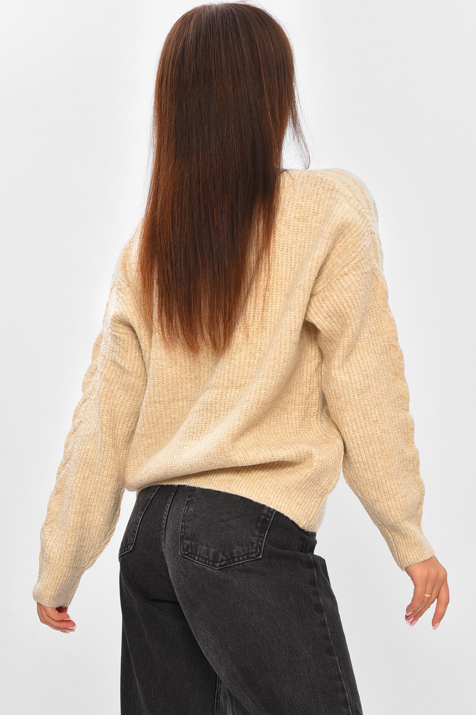 Светр жіночий 206614 однотонний M-XL Світло-бежевий (206614_!335427_44-48) - фото 3