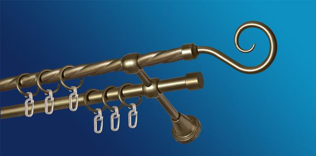 Карниз для штори Plastidea Гак металевий кручений подвійний з гачками D 16/16 мм 140 см Антик - фото 1 Карниз для штори Plastidea Гак металевий кручений подвійний з гачками D 16/16 мм 140 см Антик - фото 1