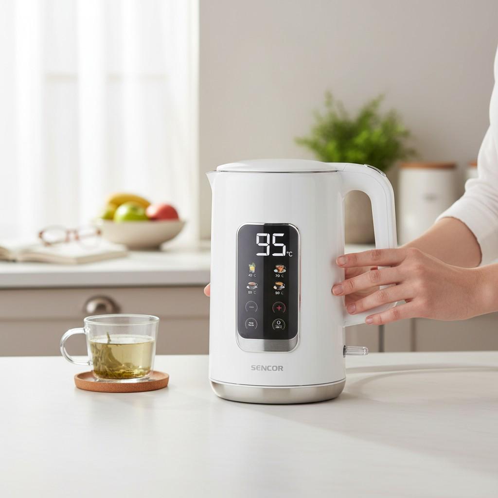 Електрочайник з регулюванням температури Sencor з LED-дисплеєм та сенсорним керуванням 1,7 л Білий (SWK0950WH) - фото 5 Електрочайник з регулюванням температури Sencor з LED-дисплеєм та сенсорним керуванням 1,7 л Білий (SWK0950WH) - фото 5