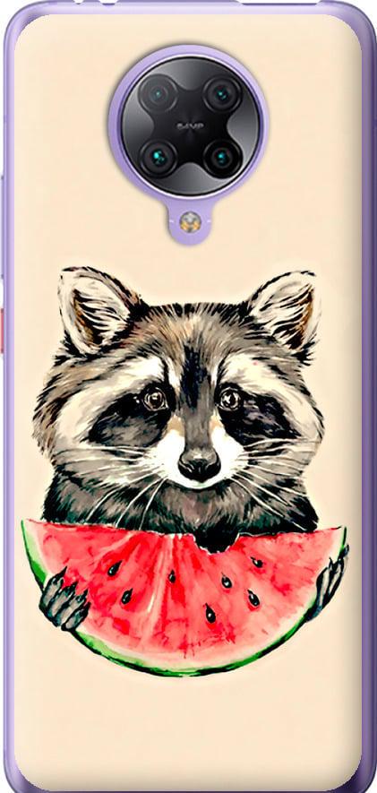 Чехол на Xiaomi Redmi K30 Pro Енотик с арбузом (4605u-1899-42517)