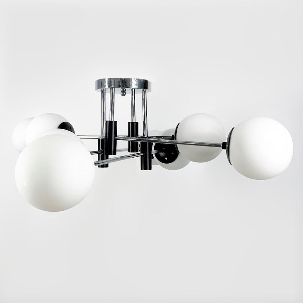 Люстра стельова на 8 білих плафонів Ø 85 см Хром (51797/8 CH+BK+WT) - фото 1 Люстра стельова на 8 білих плафонів Ø 85 см Хром (51797/8 CH+BK+WT) - фото 1