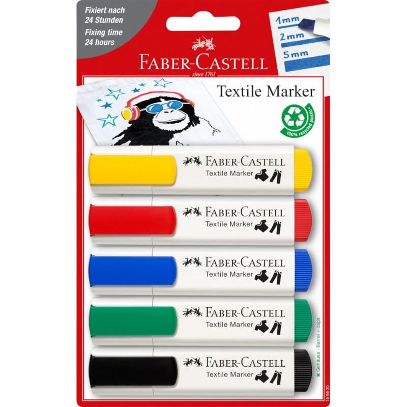 Маркер по ткани Faber-Castell СLASSIC 5 цветов 1-5 мм (159520)