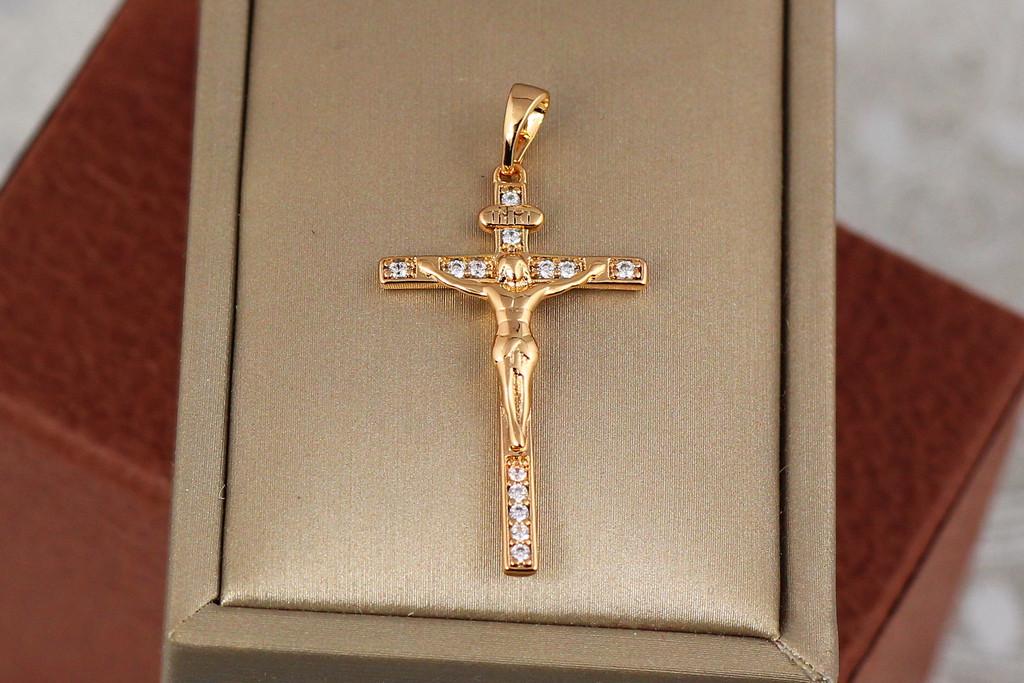 Крестик Xuping Jewelry с распятьем и фианитами 3,4 см Золотистый