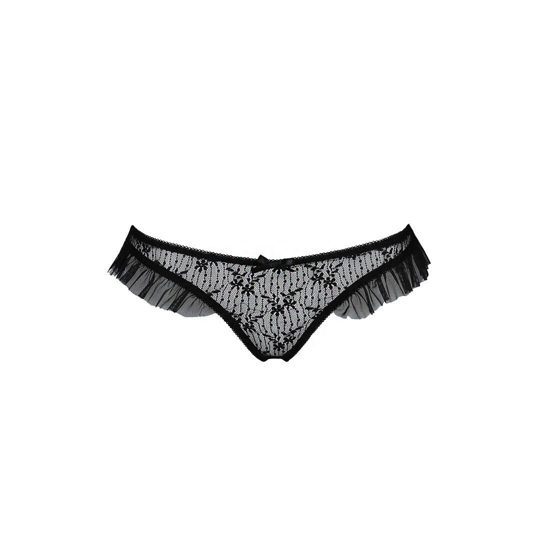 Трусики с оборками Passion Exclusive DONIA THONG XXL/XXXL Black