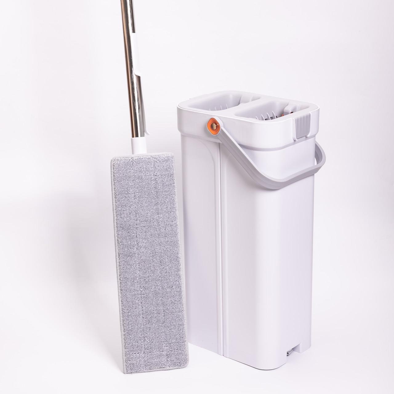 Набор для уборки с плоской шваброй и двухсекционным ведром с отжимом насадка из микрофибры (HP-35015-19) - фото 5 Набор для уборки с плоской шваброй и двухсекционным ведром с отжимом насадка из микрофибры (HP-35015-19) - фото 5