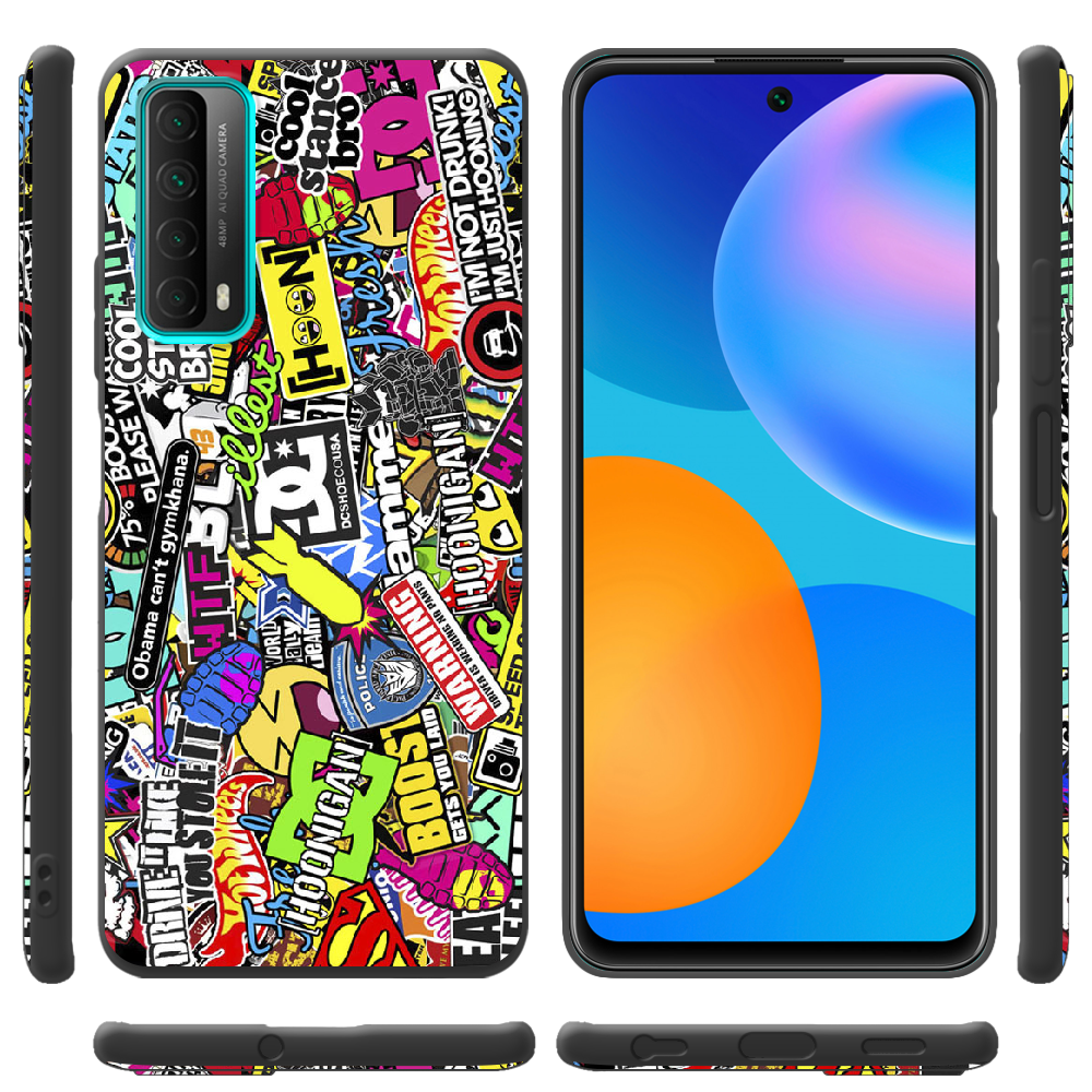 Чохол Boxface Huawei P Smart 2021 Multicolored Inscriptions Чорний силікон (41133-up880-41604) - фото 2