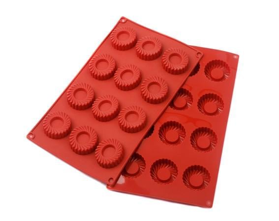 Форма силиконовая One Chef для выпечки Профи Саварин d 4,3 h 1,6 см на 12 ячеек Красный
