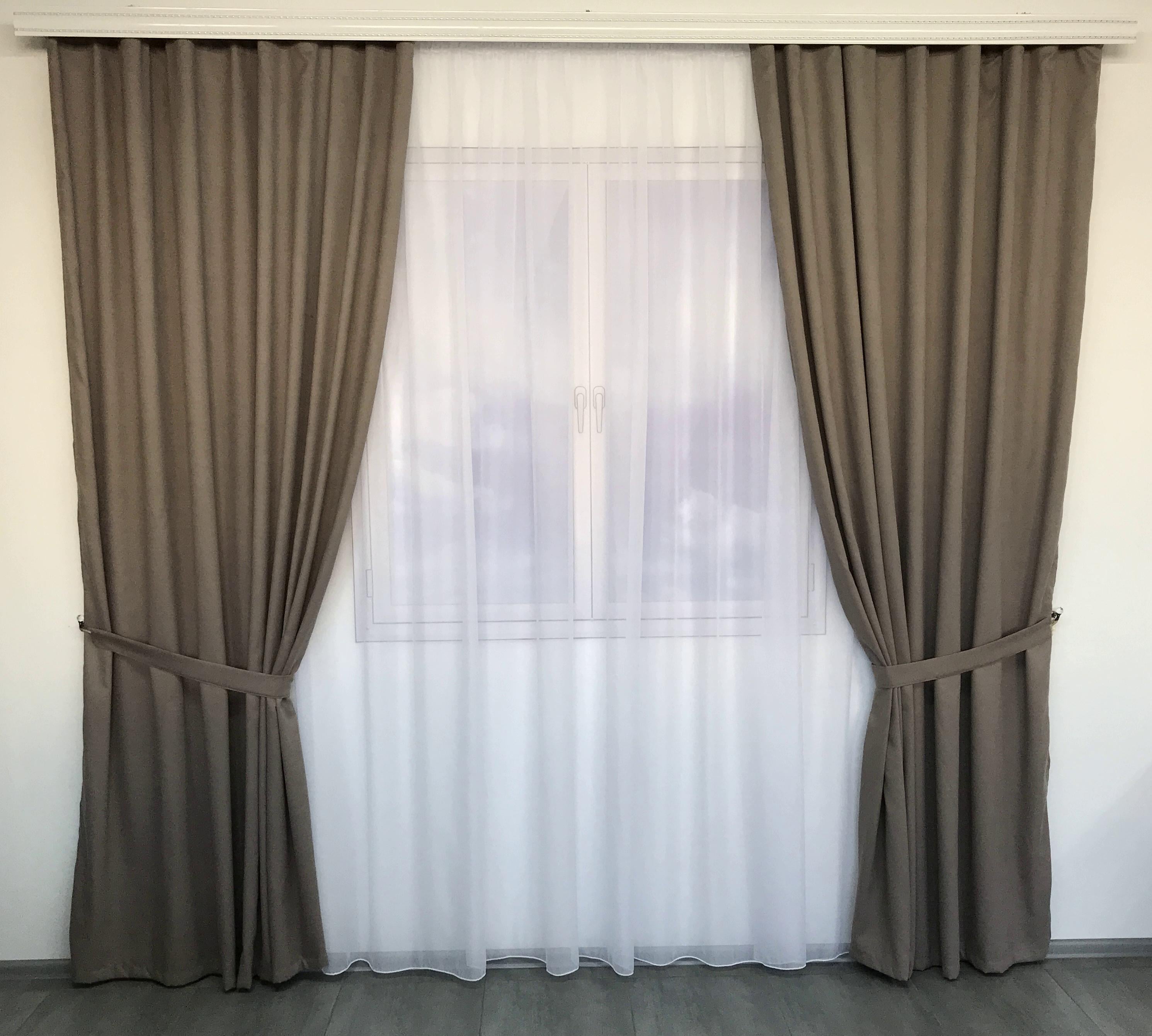 Комплект шториз микровелюра на тесьме ALBO 200x270 см 2 шт. Серо-бежевый (SH-PK-341)