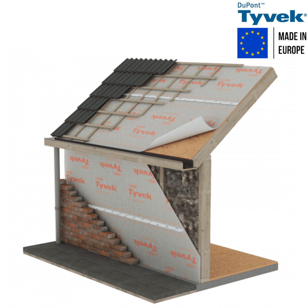 Мембрана супердиффузионная TYVEK PRO Tape с клейкой лентой 1,5x50 м 75 м2 124 г/м2 (310018) - фото 9 Мембрана супердиффузионная TYVEK PRO Tape с клейкой лентой 1,5x50 м 75 м2 124 г/м2 (310018) - фото 9