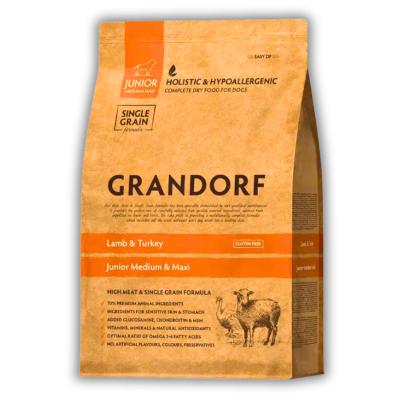 Корм для собак сухой Grandorf Ягненок и индейка для молодых собак средних и крупных пород 1 кг (92101) - фото 1 Корм для собак сухой Grandorf Ягненок и индейка для молодых собак средних и крупных пород 1 кг (92101) - фото 1
