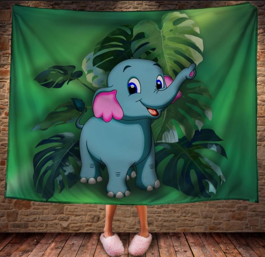 Плед з 3D принтом Слоник і Монстера 150x200 см (epi_0418) Плед з 3D принтом Слоник і Монстера 150x200 см (epi_0418)