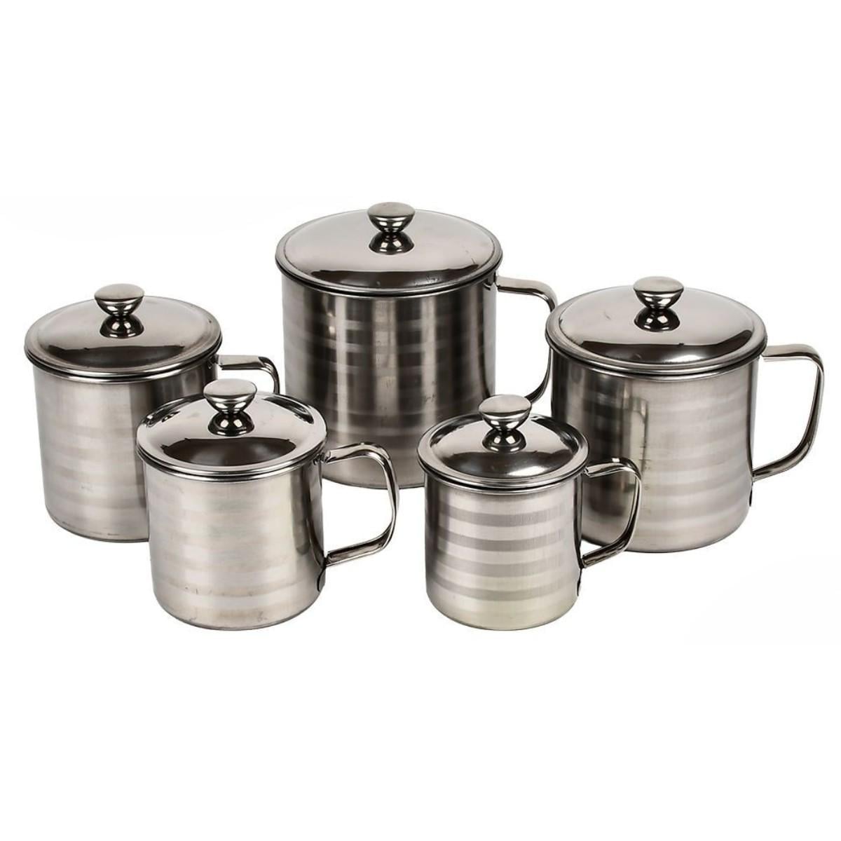 Набор кружек туристических с крышками Cup Sets из нержавеющей стали 5 шт. (R93224)