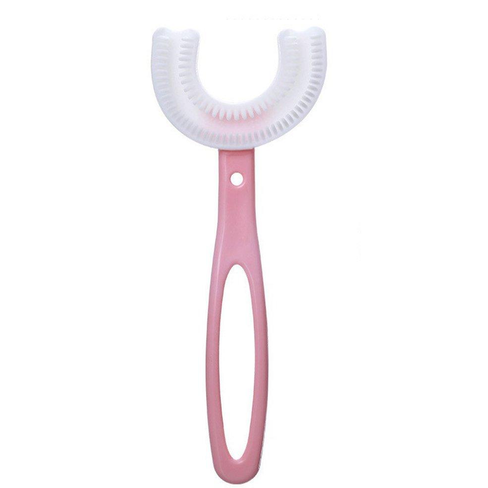 Дитяча зубна щітка капа U-подібна 360 градусів 6-12 років Рожевий (3e5dc798) - фото 1