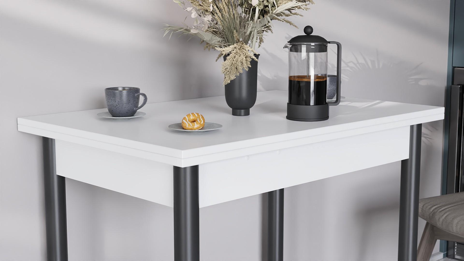 Обеденный стол-трансформер Ferrum-decor Берта металл/ДСП 16 мм 750x1200x900 мм Черный/Белый (FRD-105171) - фото 5 Обеденный стол-трансформер Ferrum-decor Берта металл/ДСП 16 мм 750x1200x900 мм Черный/Белый (FRD-105171) - фото 5