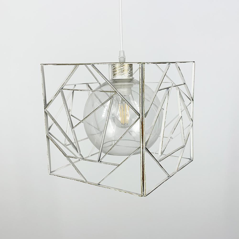 Люстра LineF лофт Куб з позолотою Білий (12120/1 WT+CL) - фото 2