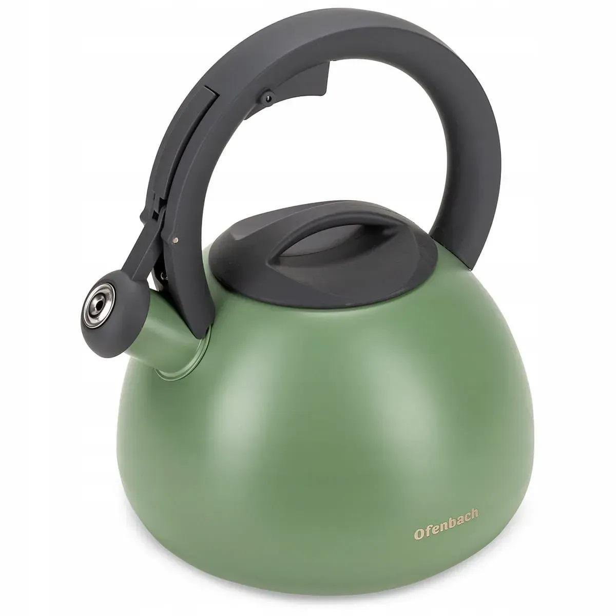 Чайник со свистком и нейлоновой ручкой Ofenbach KM-100323 из нержавеющей стали 2,7 л Зеленый (150-84-100323) - фото 2