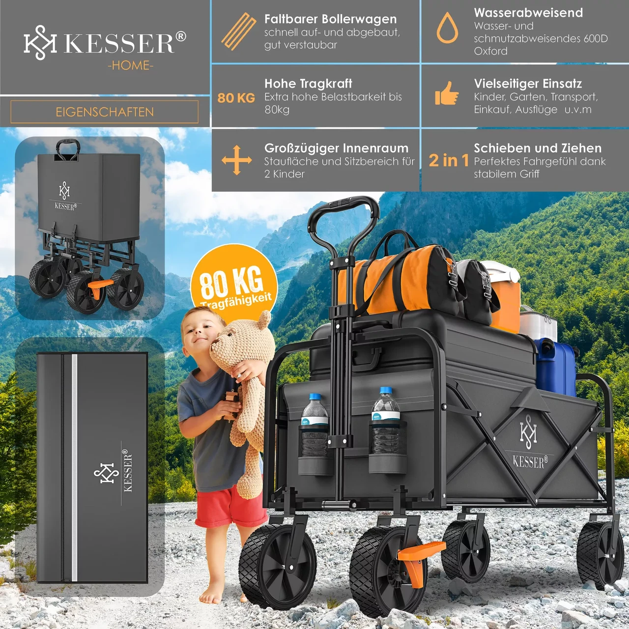 Тачка садово-строительная KESSER Oxford 600D 80 кг 90х52х102 см (4255598323062) - фото 6 Тачка садово-строительная KESSER Oxford 600D 80 кг 90х52х102 см (4255598323062) - фото 6