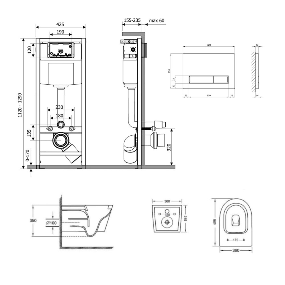 Унітаз підвісний Q-tap ​​Jay Ultra Quiet QT07335177W + Nest/комплект інсталяції 4в1 QT0133M425 + M08V1091MB - фото 2