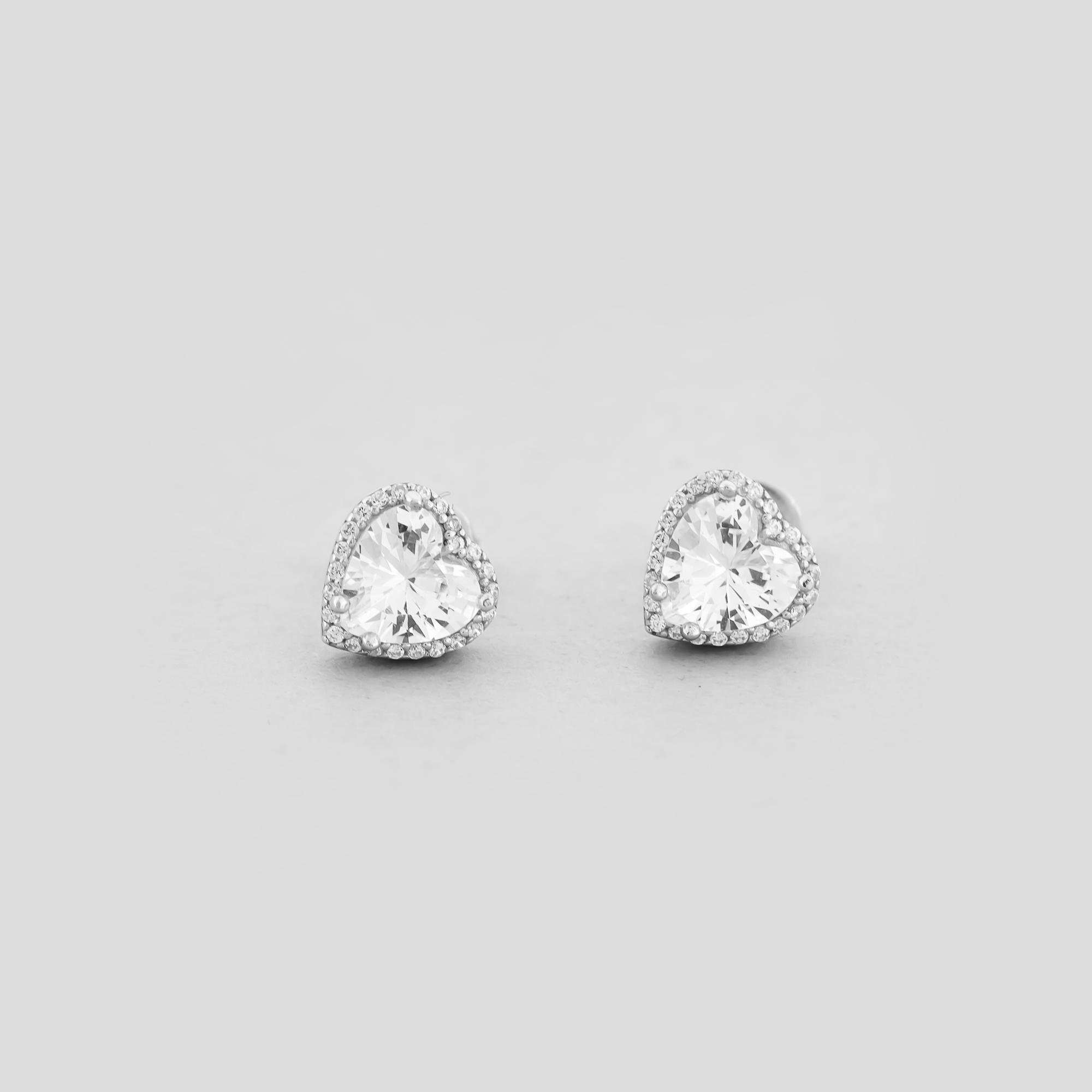 Серебряные серьги Minimal Сияние сердец (16591)