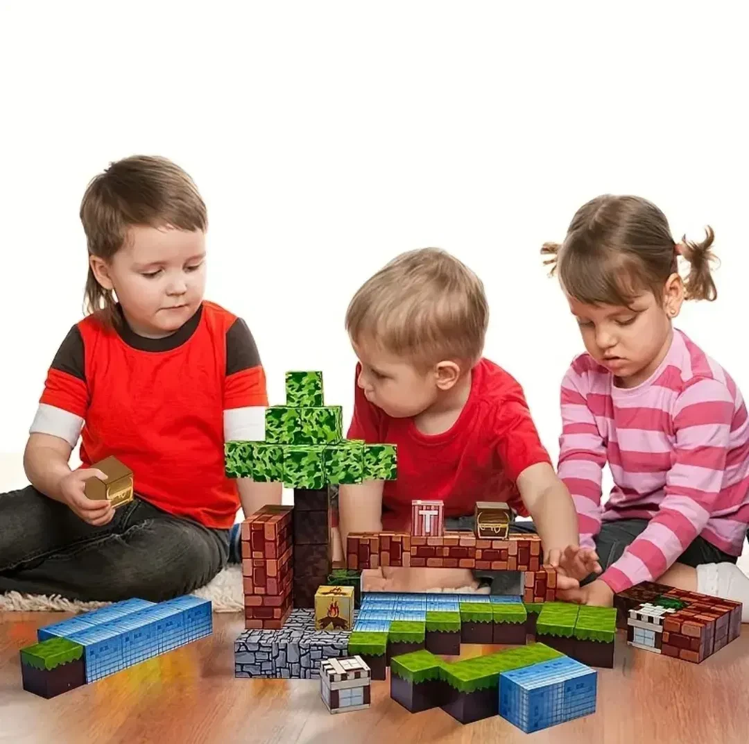 Конструктор магнитный Майнкрафт водопад со тайником и лесом 100 дет. - фото 5