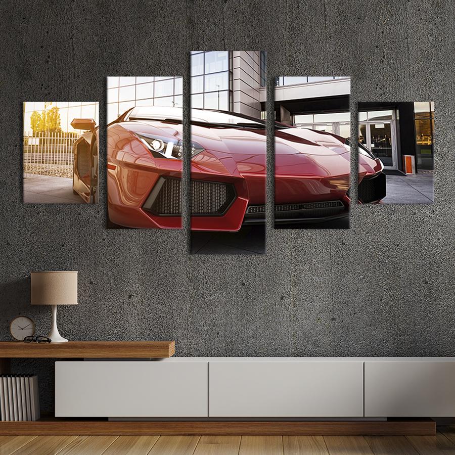 Модульная картина из 5 частей Роскошный красный спортивный автомобиль 162x80 см (100-52)