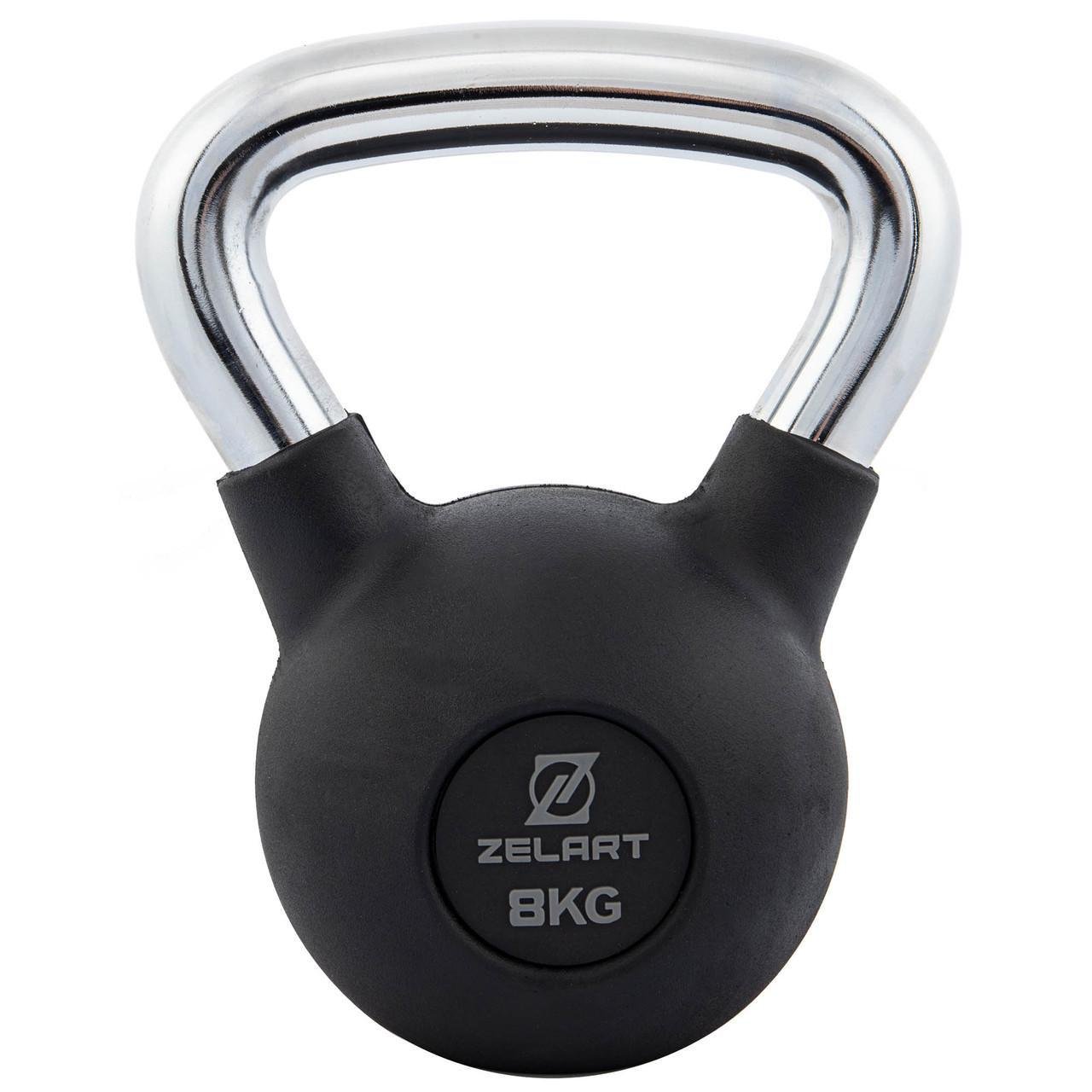 Гиря тренировочная цельная Zelart TA-7794-8 чугунная резиновая с хромированной ручкой 8 кг (2532854973) Гиря тренировочная цельная Zelart TA-7794-8 чугунная резиновая с хромированной ручкой 8 кг (2532854973)