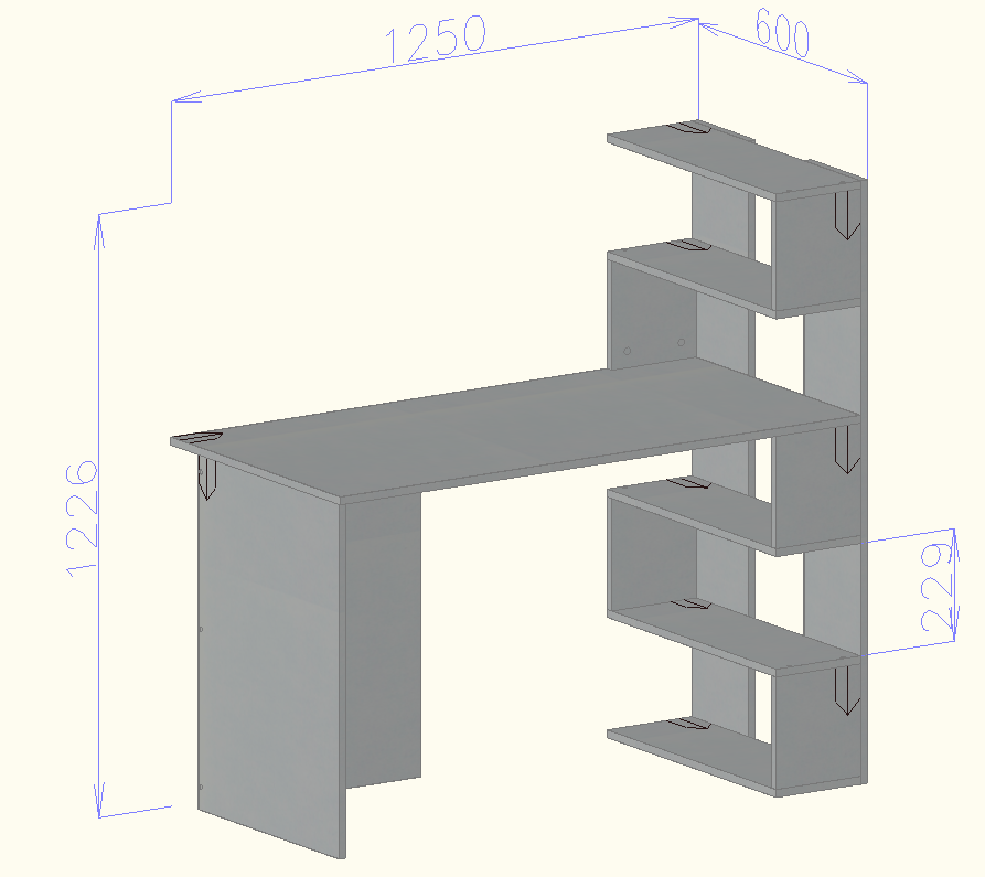 Стіл письмовий Open shelf з полицями 1250х600х750 мм Сірий (10198836) - фото 2