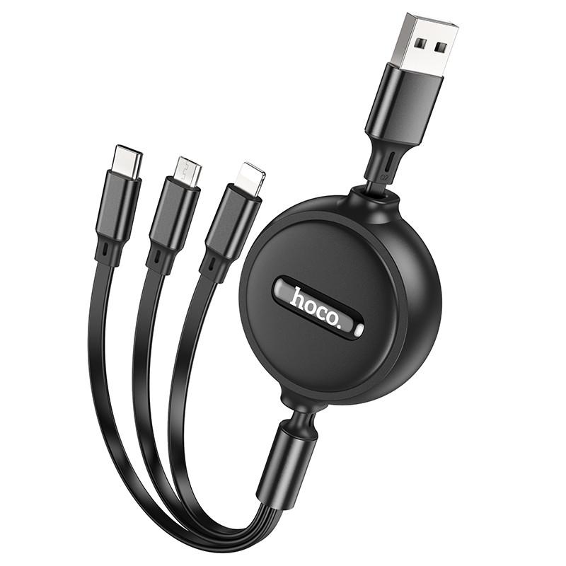 Кабель дата Hoco X75 3in1 Lightning-MicroUSB-Type-C 1 м Черный (00000064562_1)