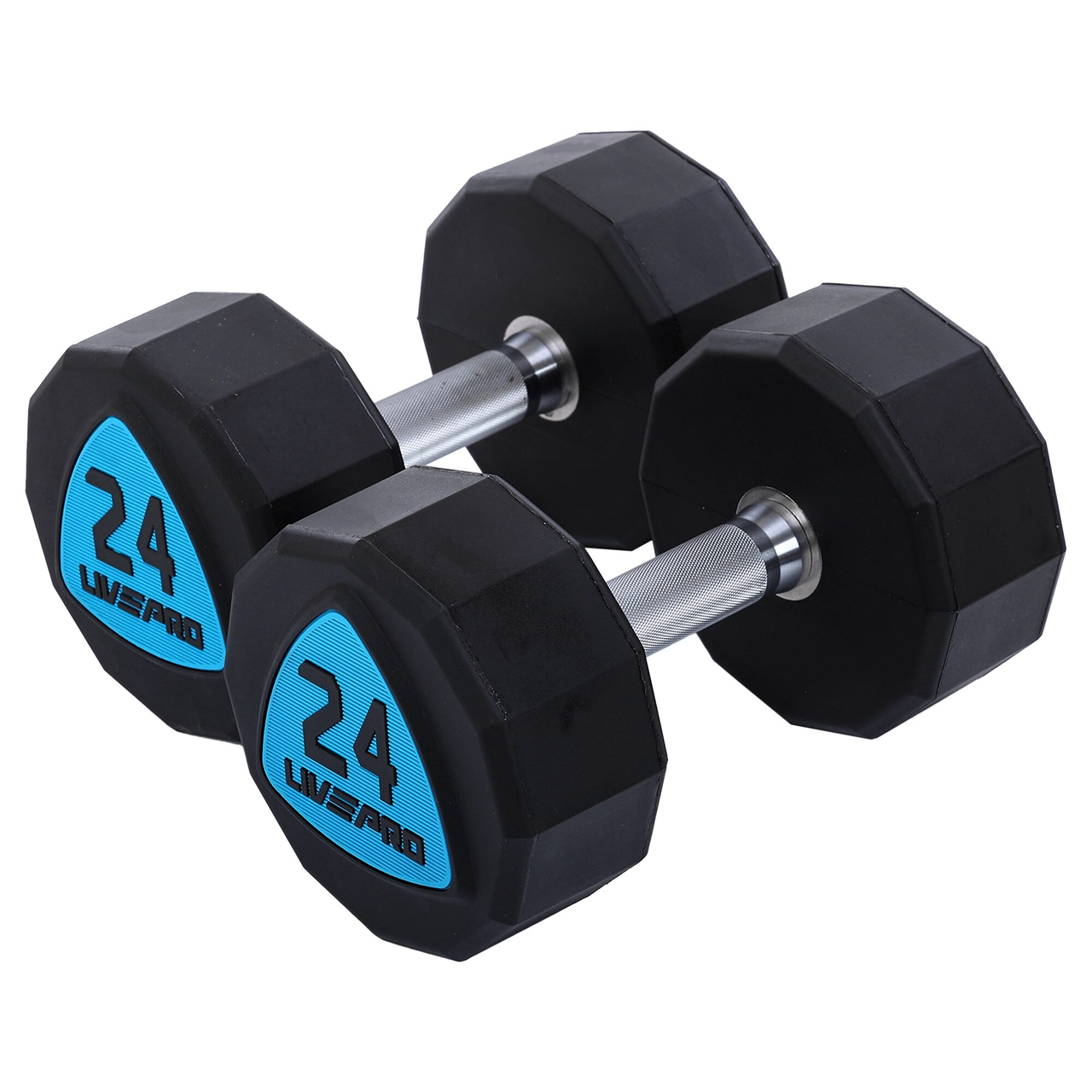 Гантели цельные профессиональные с полиуретановым покрытием LiveUp LP8003-24 2 шт. по 24 кг Черный/Синий