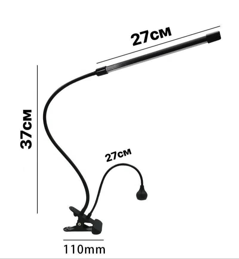 Лампа настільна FX-214 2в1 для фіксації верхніх форм 5 Вт та для освітлення 15 Вт на прищіпці - фото 2