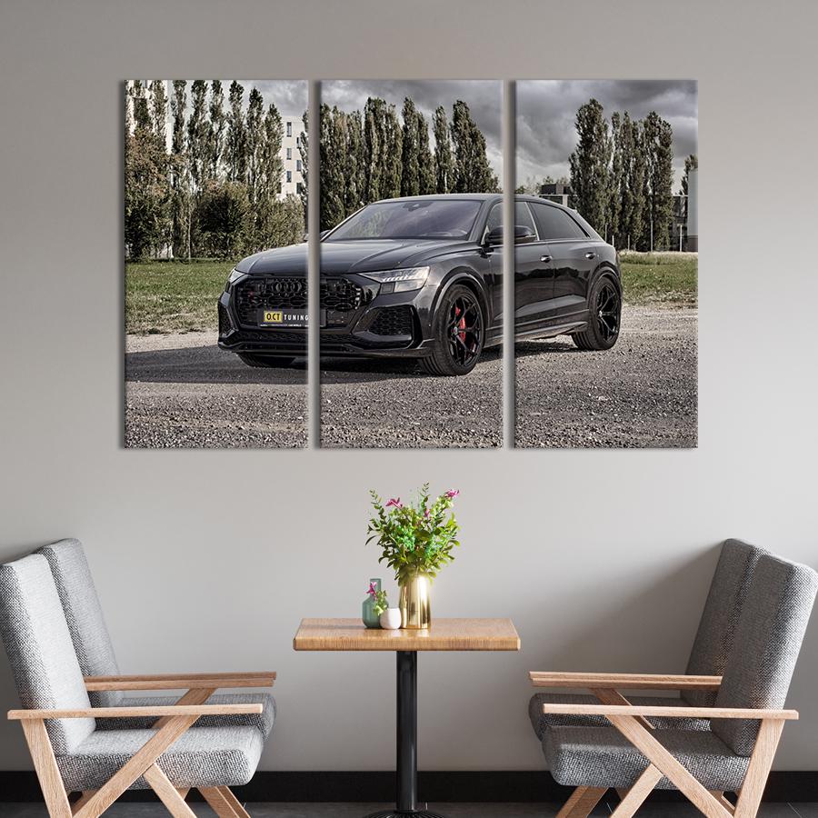 Картина на полотні триптих Чорний Audi RS Q8 78x48 см (1376-31)