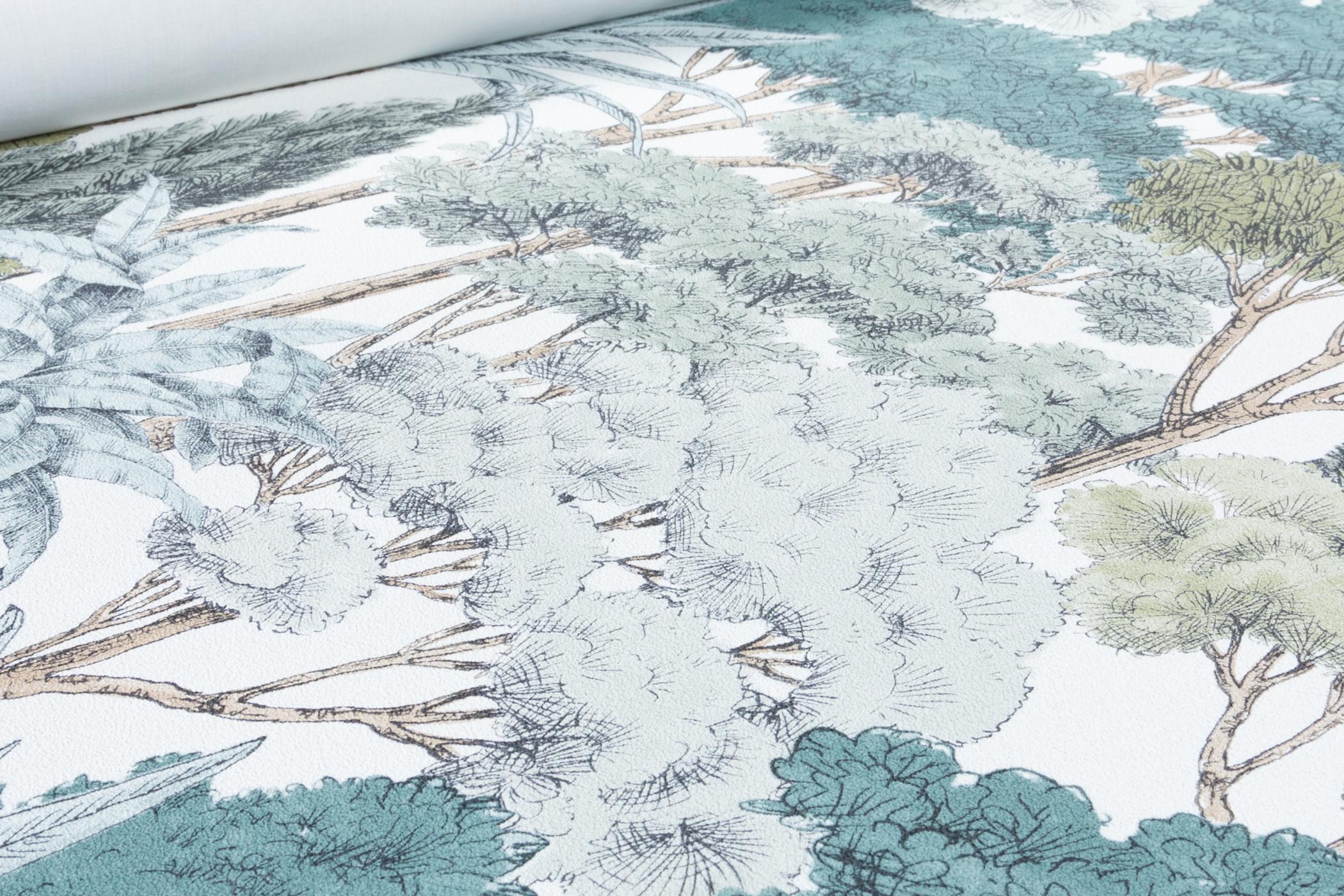 Обои флизелиновые GrandecoLife Karuna A76302 Декор винил горячего тиснения 0,53х10,05 м Зеленый