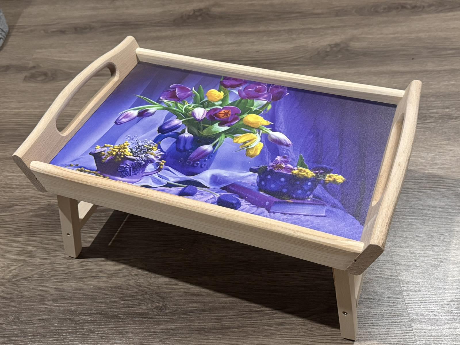 Поднос-столик Кофе/Тюльпаны деревянный складной (26063890) - фото 2 Поднос-столик Кофе/Тюльпаны деревянный складной (26063890) - фото 2