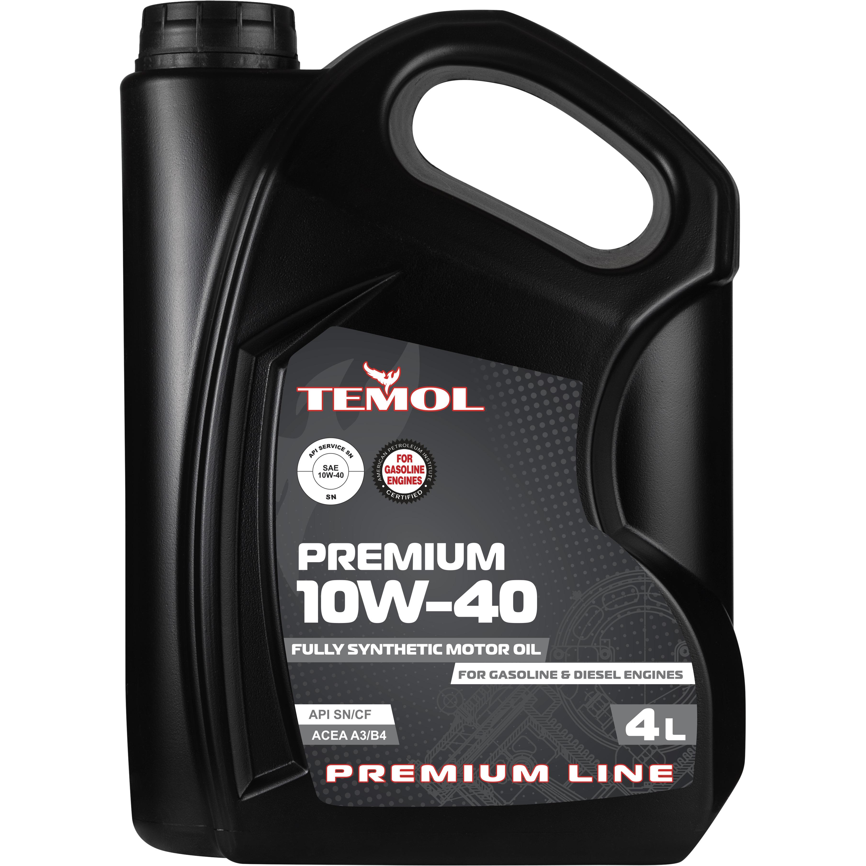 Моторное масло для бензиновых и дизельных двигателей Temol Premium 10W-40 SN/CF/SM 4 л