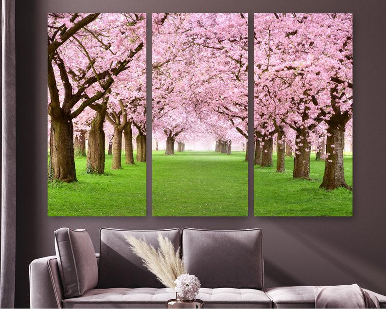 Модульная картина KIL Art Цветущие сакуры на холсте из трех частей 156x100 см (M3_XL_655)